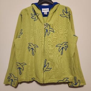 ELCC Green Tropical Palm Tree Hooded Jacket